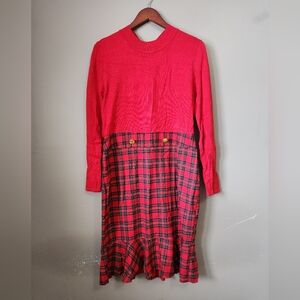 VENUS Red and Black Plaid Dress